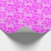 Retro Cute Pink Damask Patroon Cadeaupapier (Hoek)