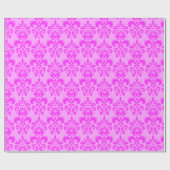 Retro Cute Pink Damask Patroon Cadeaupapier (Vlak)