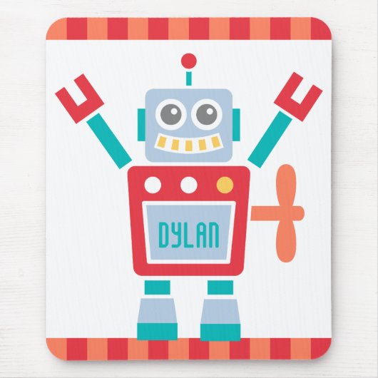 Retro Cute Robot Speelgoed Voor Kinderen Muismat (Voorkant)