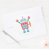 Retro Cute Robot Speelgoed Voor Kinderen Ronde Sticker (Envelop)