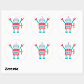 Retro Cute Robot Speelgoed Voor Kinderen Ronde Sticker (Vel)