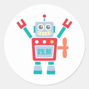 Retro Cute Robot Speelgoed Voor Kinderen Ronde Sticker