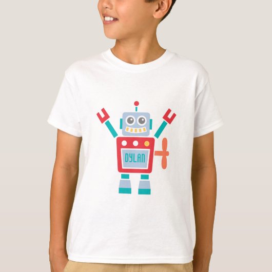 Retro Cute Robot Speelgoed Voor Kinderen T-shirt (Voorkant)