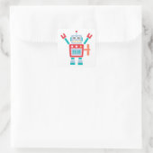 Retro Cute Robot Speelgoed Voor Kinderen Vierkante Sticker (Tas)