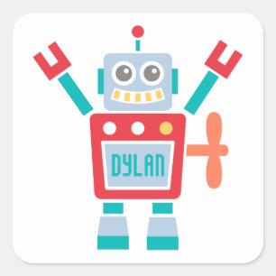 Retro Cute Robot Speelgoed Voor Kinderen Vierkante Sticker