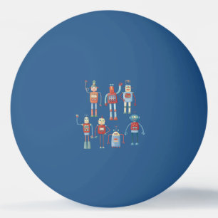 Retro Cute Robots Pingpongbal