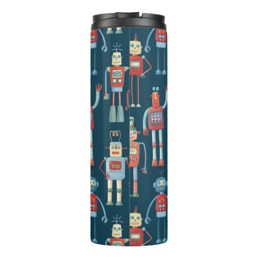 Retro Cute Robots Thermosbeker (Achterkant)