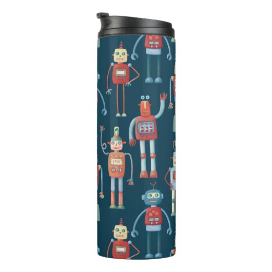 Retro Cute Robots Thermosbeker (Geroteerd rechts)