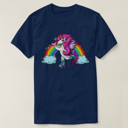 Retro Cute Roller Skating Unicorn Schaats Girly T-shirt (Design voorkant)