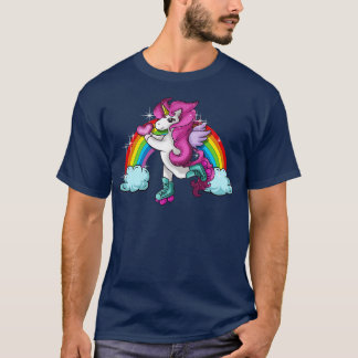 Retro Cute Roller Skating Unicorn Schaats Girly T-shirt
