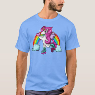 Retro Cute Roller Skating Unicorn Schaats Girly T-shirt