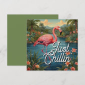 Retro cute roze flamingo tropisch paradijs   (Voorkant / Achterkant)