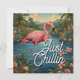 Retro cute roze flamingo tropisch paradijs