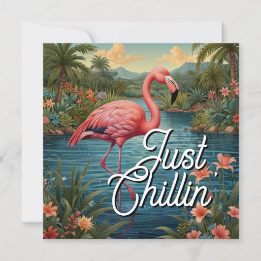 Retro cute roze flamingo tropisch paradijs   (Voorkant)