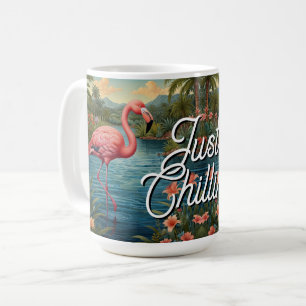 Retro cute roze flamingo tropisch paradijs koffiemok