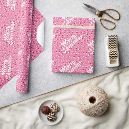 Retro Cute Roze Kerstmis Cadeaupapier (Crafts)