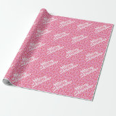 Retro Cute Roze Kerstmis Cadeaupapier (Uitgerold)
