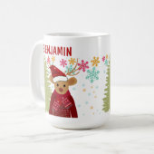 Retro Cute Rudolph The Red Nose Reindeer Christmas Koffiemok (Voorkant links)