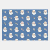 Retro Cute Santa Claus & Candy Cane Christmas Inpakpapier Vel (Voorkant 3)