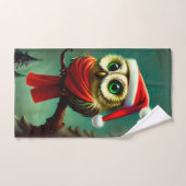 Retro Cute Santa Owl Kerstmis Handdoek (Handdoek)