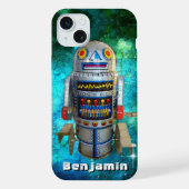 Retro cute sciencefiction blikken speelgoedrobot o iPhone hoesje (Achterkant)