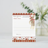 Retro Cute Sock Monkey, Boy Baby shower Advice (Staand voorkant)