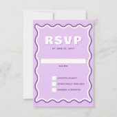 Retro Cute Squiggle Wavy Curve Paars Weddenschap RSVP Kaartje (Voorkant)