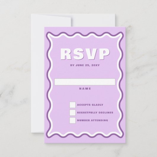 Retro Cute Squiggle Wavy Curve Paars Weddenschap RSVP Kaartje (Voorkant)