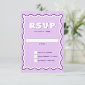 Retro Cute Squiggle Wavy Curve Paars Weddenschap RSVP Kaartje (Staand voorkant)