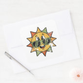 Retro Cute Sun Vierkante Sticker (Envelop)