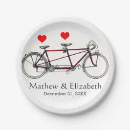 Retro Cute Tandem Fiets Aangepast Huwelijk Papieren Bordje