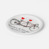 Retro Cute Tandem Fiets Aangepast Huwelijk Papieren Bordje (Gekanteld)