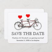 Retro Cute Tandem Fiets Trouw Save The Date Kaart (Voorkant / Achterkant)