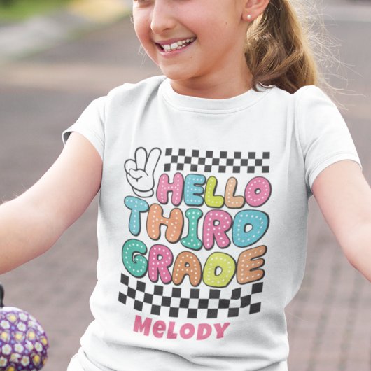 Retro cute terug naar school derde klas t-shirt