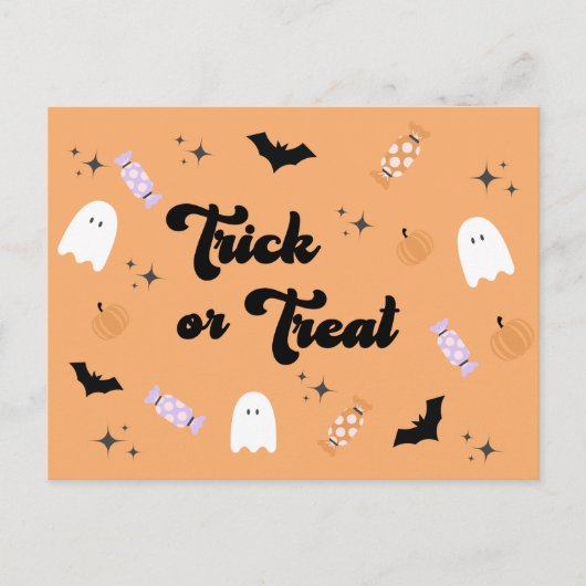 Retro Cute Trick or treat Halloween Briefkaart (Voorkant)