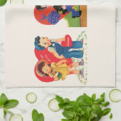 Retro Cute Valentijnsdag, Retro 50s Kitsch Cof Theedoek (Gevouwen)