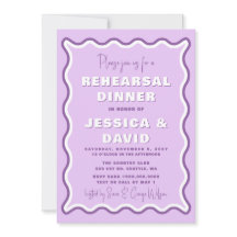 Retro Cute Wavy Paars Photo Rehearsal Dinner