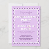 Retro Cute Wavy Paarse Photo Engagement Party Kaart (Voorkant)