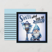 Retro Cutie Blauw Kerstmis Feestdagenkaart (Voorkant / Achterkant)