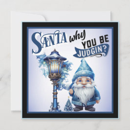 Retro Cutie Blauw Kerstmis Feestdagenkaart