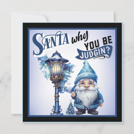 Retro Cutie Blauw Kerstmis Feestdagenkaart (Voorkant)