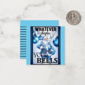 Retro Cutie Blauw Kerstmis Notitiekaartje (Voorkant / Achterkant in situ)