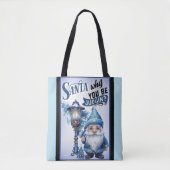 Retro Cutie Blauw Kerstmis Tote Bag (Voorkant)