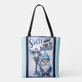 Retro Cutie Blauw Kerstmis Tote Bag (Achterkant)