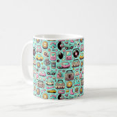 Retro cuties: grillige pastel koffiemok (Voorkant links)