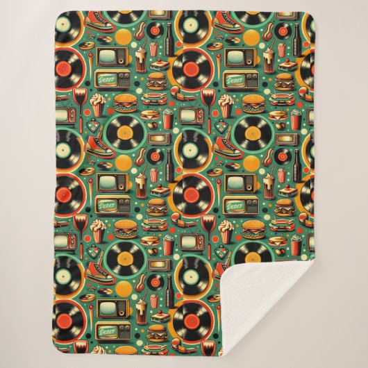 Retro cuties: grillige pastel sherpa deken (Voorkant)