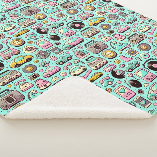 Retro cuties: grillige pastel sherpa deken (3/4)