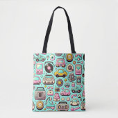 Retro cuties: grillige pastel tote bag (Voorkant)