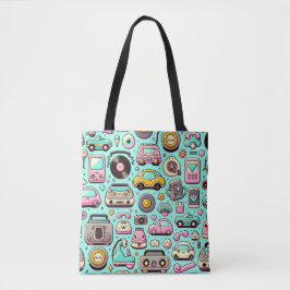 Retro cuties: grillige pastel tote bag