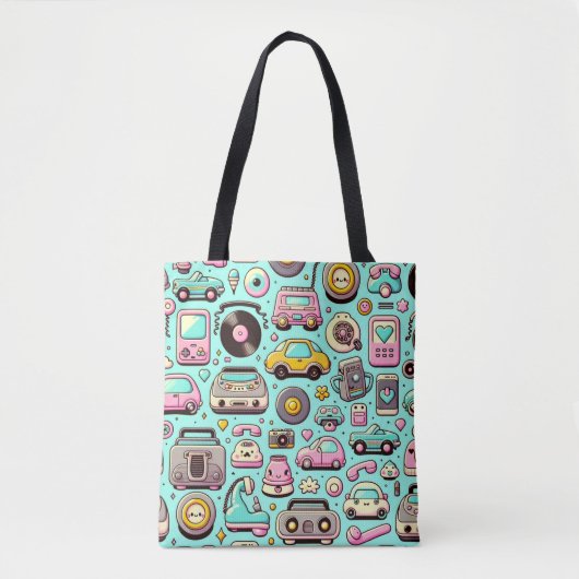 Retro cuties: grillige pastel tote bag (Voorkant)